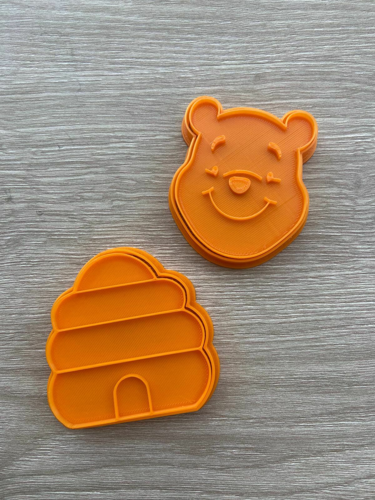 Winnie The Pooh Cookie Cutters With Stamp Insert – Medium Size, PLA Plastic, Made In UK